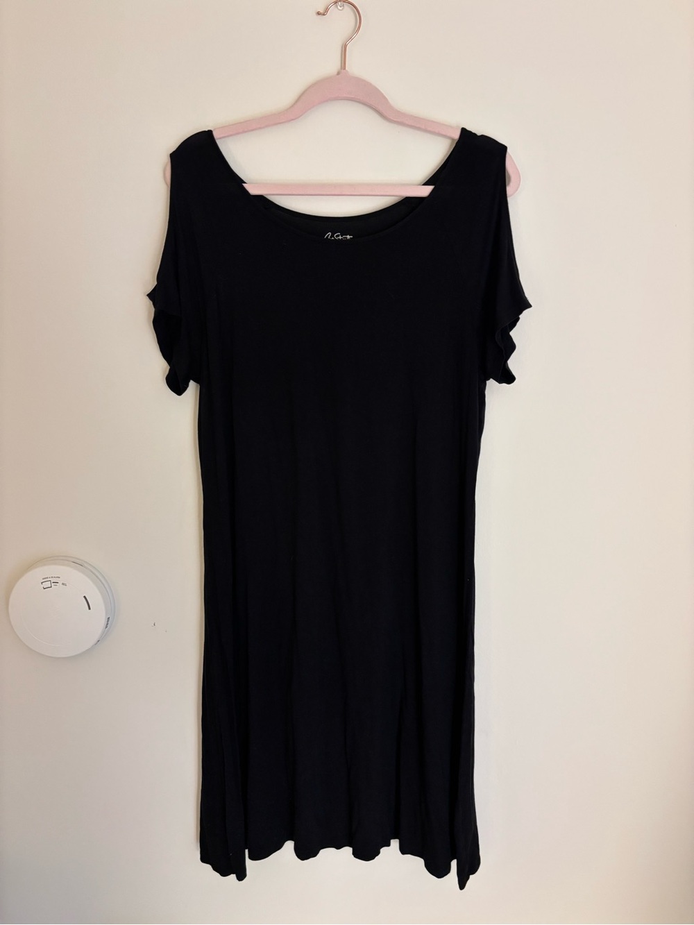 City Streets Black Cold-Shoulder Swing Dress L